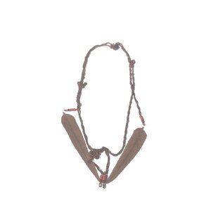 Inspired by Nature Boho Necklace with Natural Brown Leaves and Beads on Copper T